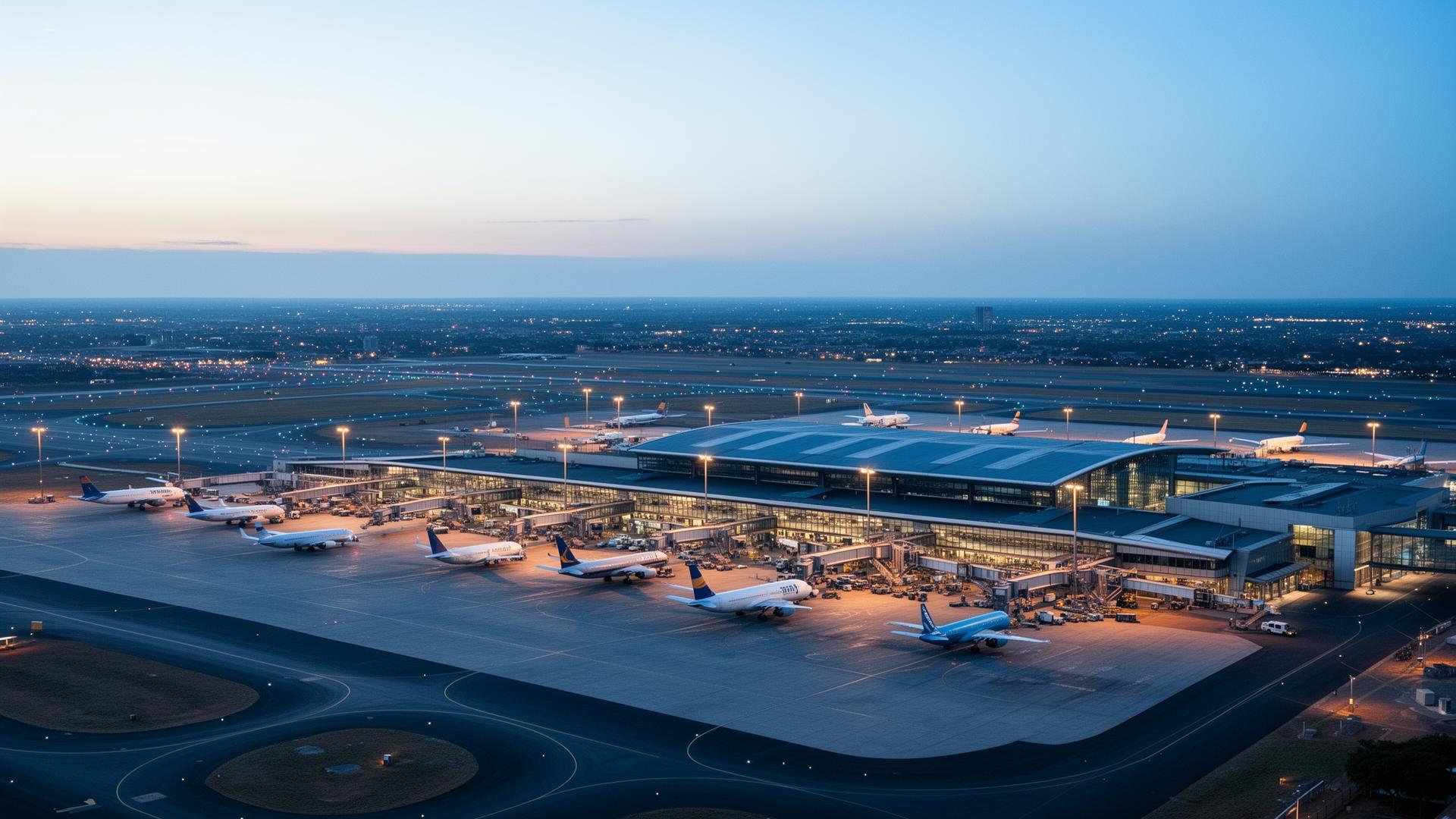 OR Tambo International Airport at dusk